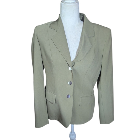 Kasper Light Moss Green Career Structured Blazer Sz 8 - Picture 1 of 9